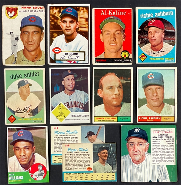 1950s and 1960s Topps, Bowman, Post, Red Man and Fleer Shoebox Collection of 1,233 Incl. Some Hall of Famers