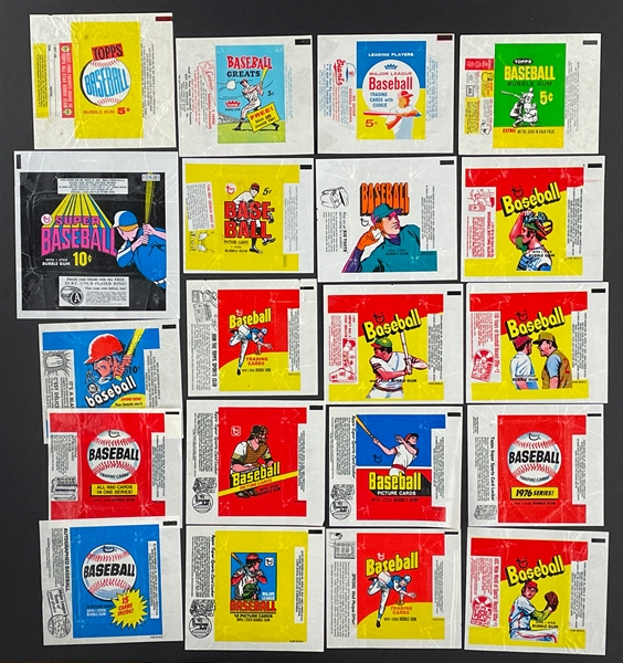 1960-1980 Topps, Fleer Baseball Wrapper Collection of 20 Different
