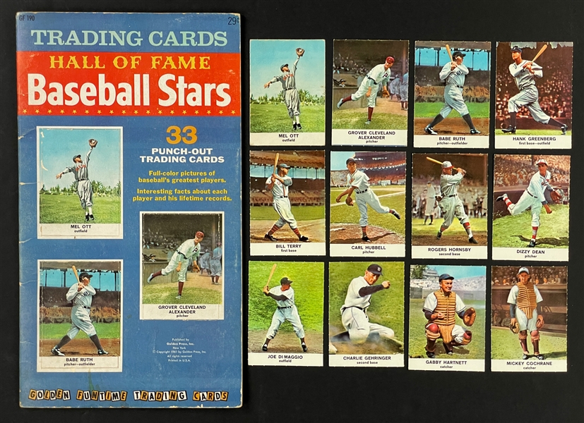 1961 Golden Press "Baseball Stars" Complete Set (33) Plus Original Book with Complete Set Intact