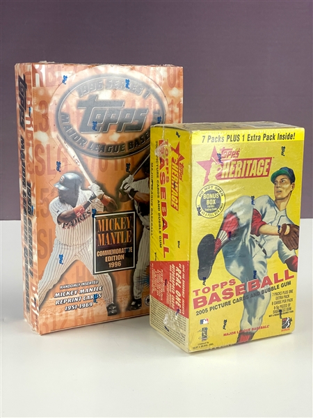 2005 Topps Heritage Factory Sealed Blaster Box and 1996 Topps Series 1 Factory Sealed Box