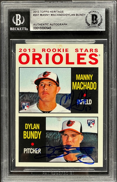 2013 Topps Heritage #201 Manny Machado & Dylan Bundy - Encapsulated Beckett Authentic
