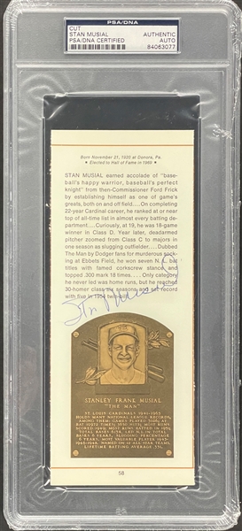 Stan Musial Signed Baseball Hall of Fame Publication Page - Encapsulated PSA/DNA