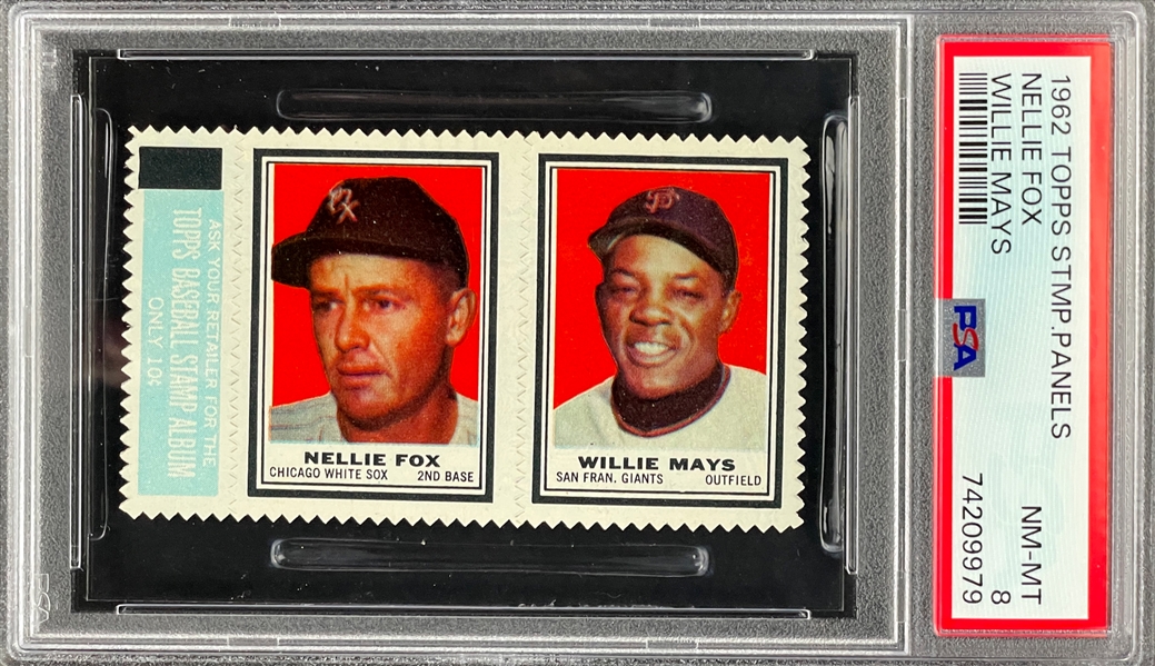 1962 Topps Stamps Panels Nellie Fox / Willie Mays - PSA NM-MT 8