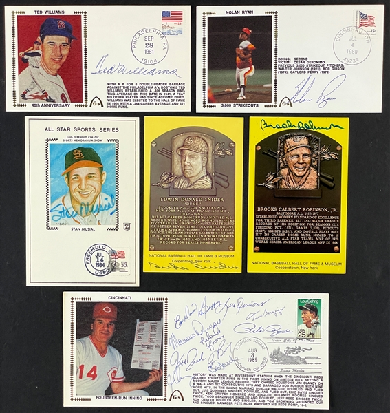 Signed "Gateway" Cachets and Postcards with Ted Williams, Nolan Ryan and Others (6 Pieces)  (Beckett Authentic)
