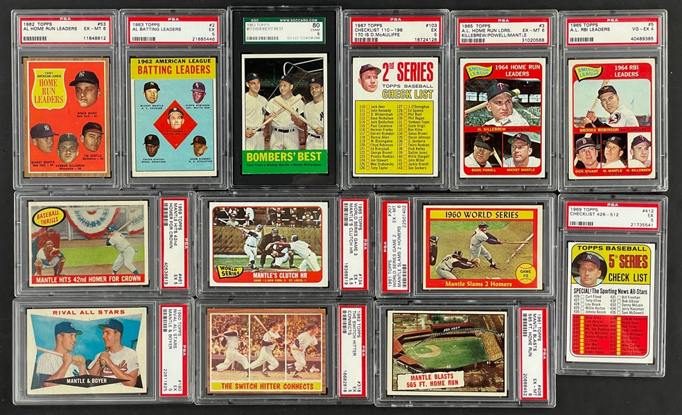 1960-69 Topps Mickey Mantle Graded Card Collection of 13 Different