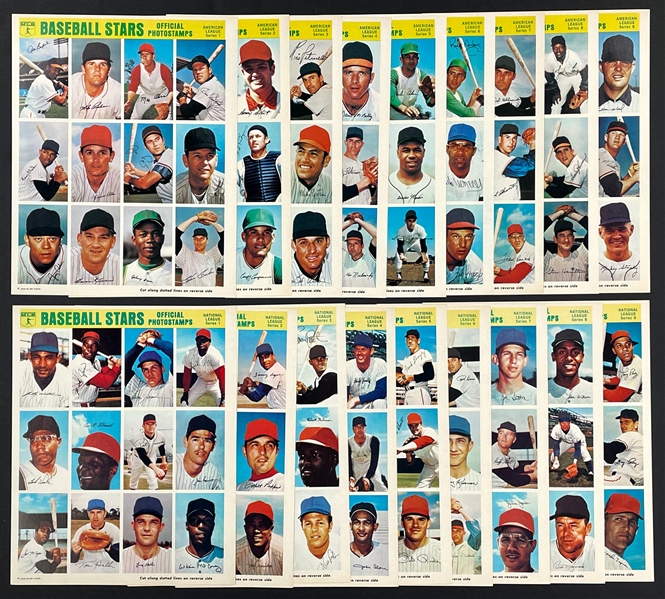 1969 MLB Photostamps Complete Set of Uncut Sheets (18) - 216 Different Stamps
