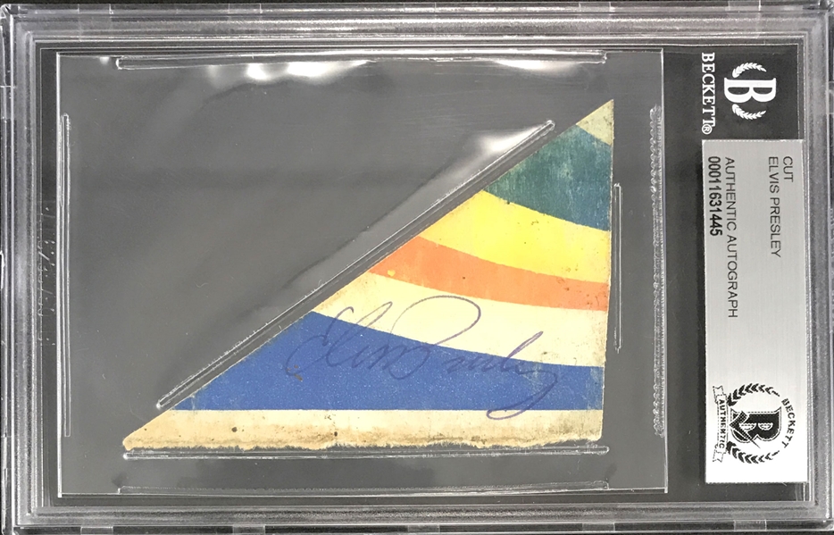 Elvis Presley Cut Signature On Colorful Paper Corner – Encapsulated by Beckett Authentic