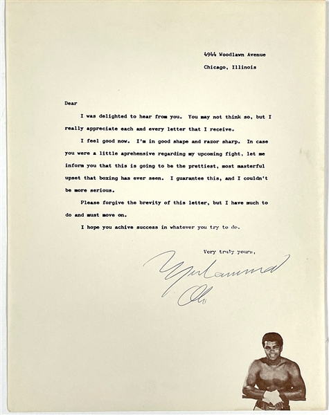 1974 Muhammad Ali Signed Letter on His Pictorial Letterhead Referencing the Upcoming "Rumble in the Jungle" vs. George Foreman