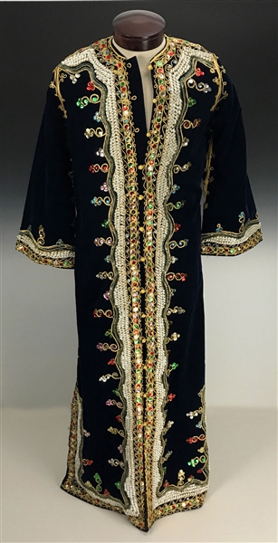 Ornately Designed Black Kaftan Robe Gifted by Elvis Presley to Larry Gellar’s Wife Celeste During his 1977 Hawaiian Vacation