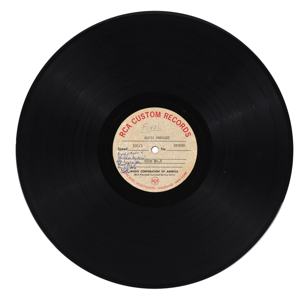 1969 RCA Custom Records Single-Sided 33 1/3 RPM Acetate for Side 2 of Elvis Presley’s Album <em>From Elvis in Memphis</em>