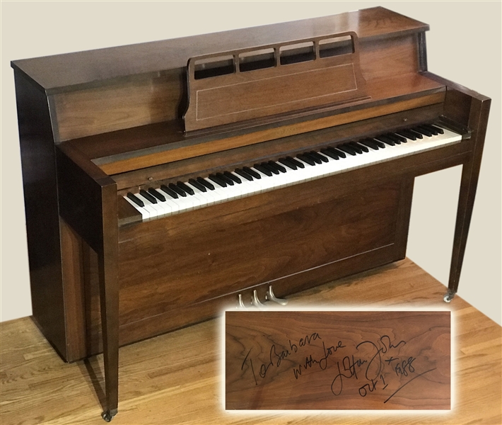 Elton John Signed and Inscribed Piano Awarded to a Contest Winner at His October 1, 1988, Concert at The Summit in Houston, Texas