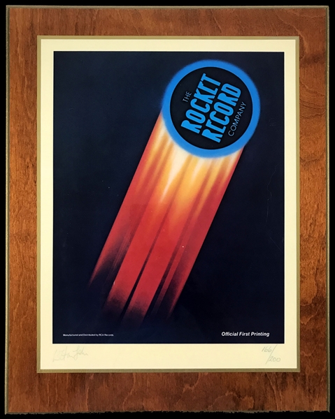 1978 Elton John Signed “Rocket Record Company” Logo Artwork Presentation Commemorating the Launch of the Record Label (166/200)