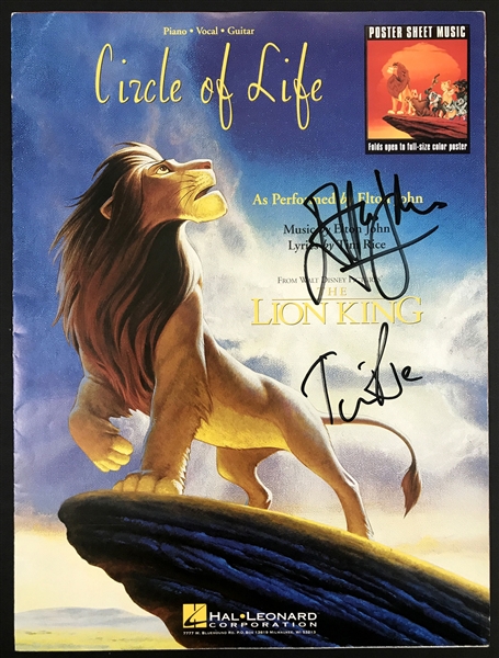 1994 Elton John and Tim Rice Signed Sheet Music for “Circle of Life” from <em>The Lion King</em>