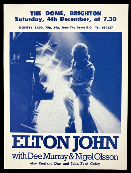 1971 Concert Handbill for Elton John at The Dome, Brighton - A Rare Survivor From His Early Touring Days in England
