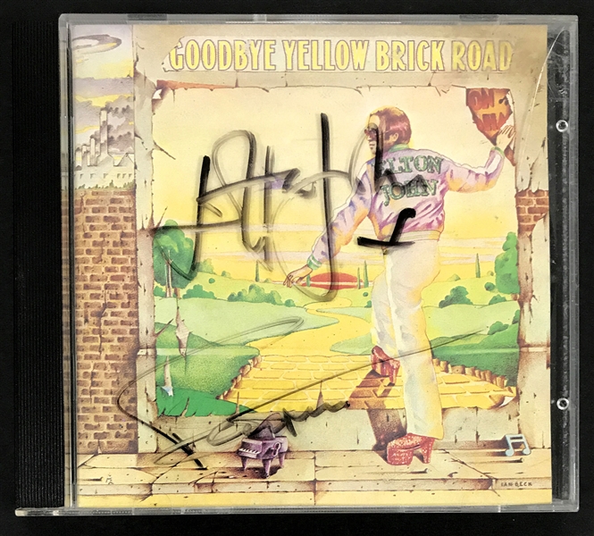 Elton John and Bernie Taupin Signed CD Case for <em>Goodbye, Yellow Brick Road</em>