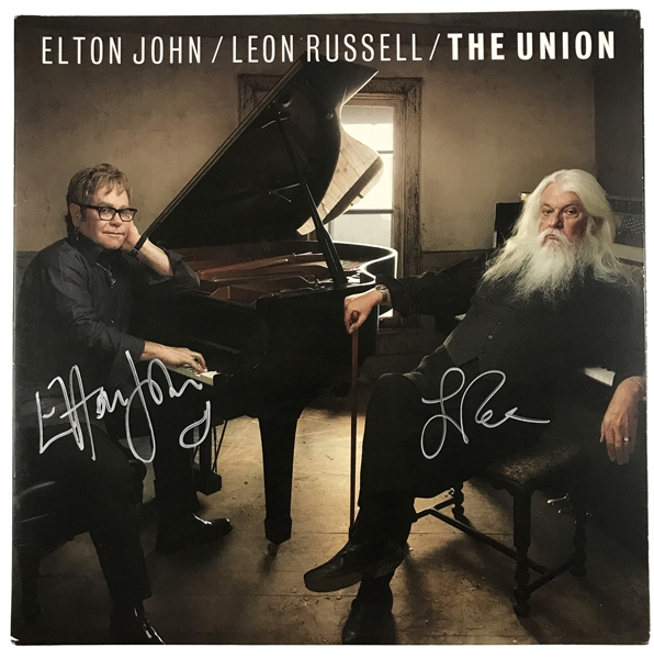 Elton John and Leon Russell Signed LP <em>The Union</em> - Signed for a Contest Winner at a Concert on March 18, 2011, in Norfolk, Virginia 
