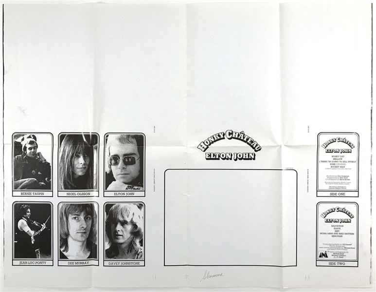 1972 Elton John <em>Honky Chateau</em> Original Album Cover Artwork Proof Sheet and Other Production Materials (6 Pieces)