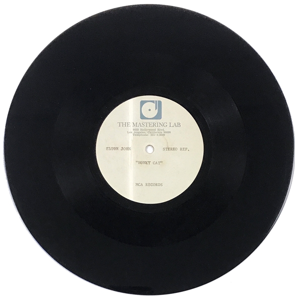 1972 Elton John “Mastering Lab” 45 RPM 10-Inch Double-Sided Acetate for the Songs “Honky Cat” and “Slave”
