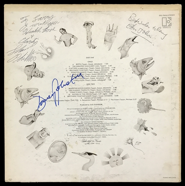 1971 Elton John Signed Copy of Bernie Taupins LP <em>Bernie Taupin</em> - Also Signed by Band Members  Davey Johnstone and Shawn Phillips