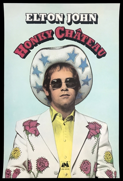 1972 Elton John UNI/MCA Records Poster for His LP <em>Honkey Chateau</em> - Elton in His Nudie Suit!