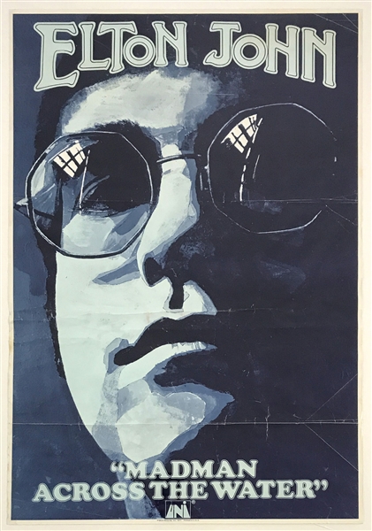 1971 Elton John UNI Records Record Store Poster for his LP <em>Madman Across the Water</em>
