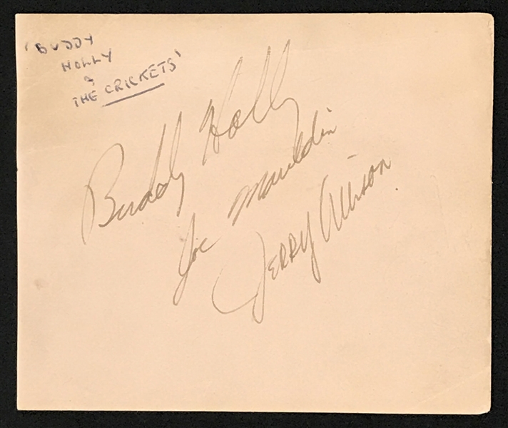 Buddy Holly & The Crickets Signed Autograph Book Page - Ticket Stub to the March 4, 1958, Concert in Sheffield, England Where it was Signed!