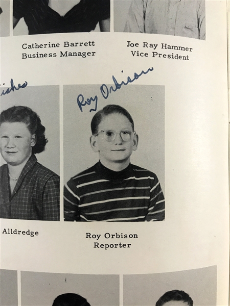 Roy Orbison Twice-Signed 1950 Wink High School Yearbook - His 8th Grade Year!