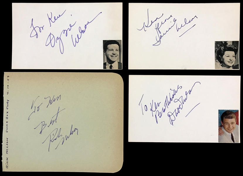 1959 <em>The Adventures of Ozzie and Harriet</em> Complete Set of Cast Signatures, Ricky Nelson, Dave Nelson, Ozzie Nelson and Harriet Nelson Plus ABC Studios Ticket to the Show