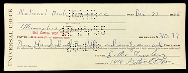 Elvis Presley Signed and Handwritten Check Dated December 23, 1955 - A Rare Early Example Completely in His Hand!