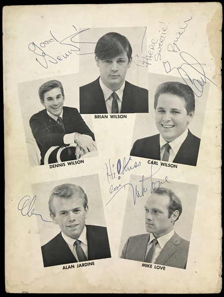 The Beach Boys Signed 1964 Songbook Cover with All Five Members! Brian Wilson, Dennis Wilson, Carl Wilson, Mike Love and Alan Jardine