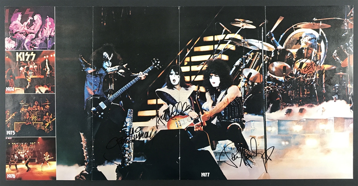 1977 KISS <em>ALIVE II</em> Album Insert Center Spread Signed by Paul Stanley, Gene Simmons, Ace Frehley and Peter Criss