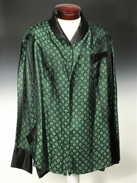 Ricky Nelson Owned Green and Black Satin Smoking Jacket Worn on <em>The Adventures of Ozzie and Harriet</em> with Letter from Nelson Family
