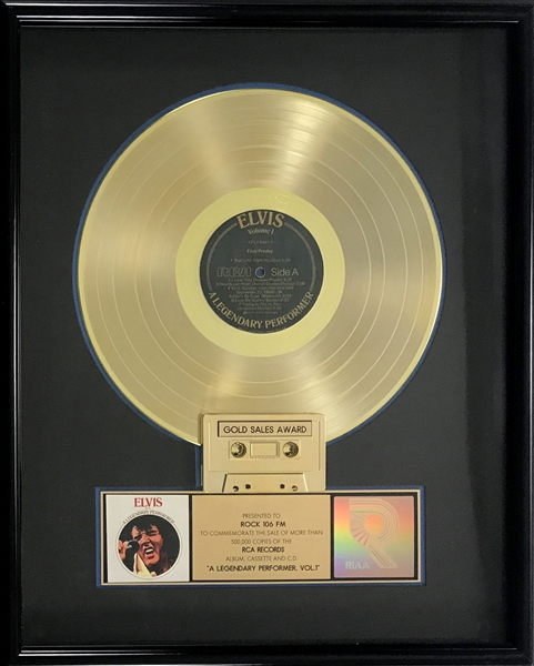 RIAA Gold Record Award for the 1974 Elvis Presley LP <em>Elvis: A Legendary Performer, Vol. 1</em> - Certified in 1975