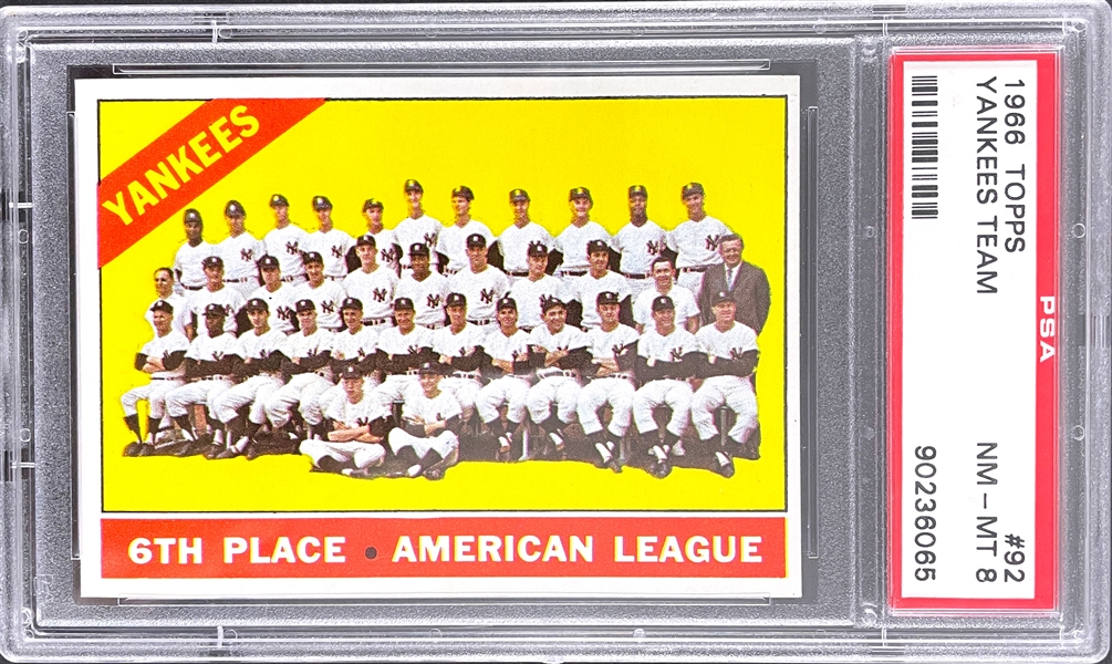 1966 Topps #92 Yankees Team - PSA  NM-MT 8