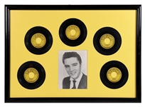 Complete Set of All Five Elvis Presley Sun Records 45 RPM Singles in Stunning Framed Display