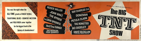 1966 <em>The Big T.N.T. Show</em> Movie Theatre Paper Banner - 80 Inches in Length! Starring Ray Charles, The Byrds, Bo Diddley, Joan Baez and More