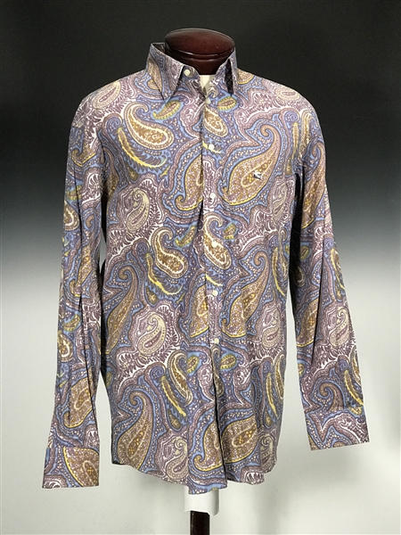 Elton John Owned Paisley Button Down Shirt Purchased at his 1996 Neiman Marcus "Eltons Closet" Charity Sale of His Personal Clothing