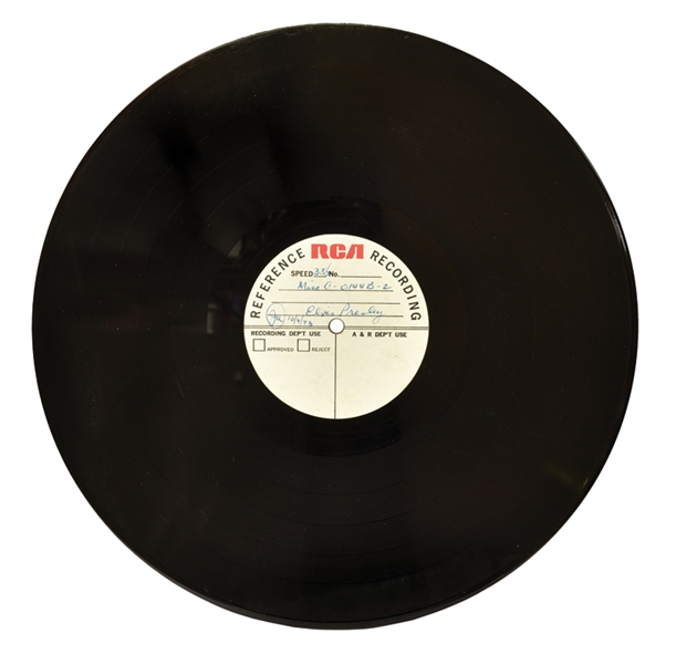 1973 "RCA Reference Recording" Double-Sided Acetate for Elvis Presleys 1978 Album <em>Mahalo</em> with Letter from RCA Employee