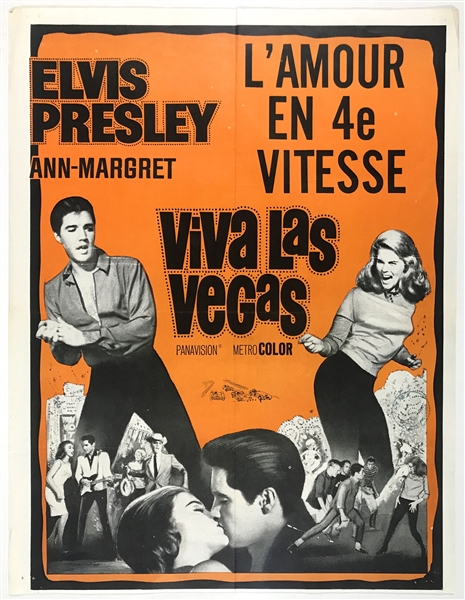 1964 <em>Viva Las Vegas</em> French Petite Movie Poster - Starring Elvis Presley (<em>LAmour en 4e Vitesse</em>)
