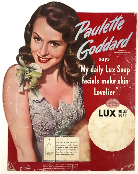 Group of Seven 1940s LUX Soap Counter Cards Featuring Hollywood Starlets with Rita Hayworth, Loretta Young, Ann Sheridan and Others