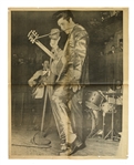 1967 <em>Chicagos American</em> Newspaper Elvis Presley Insert Poster – On Stage in Chicago in his Gold Lamé Suit!