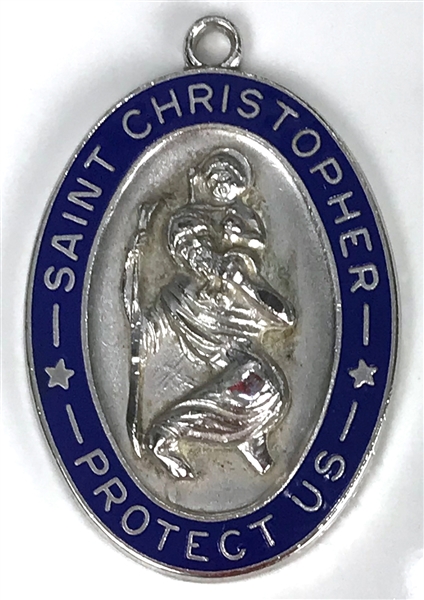 Elvis Presley Owned Sterling Silver "St. Christopher Protect Us" Necklace Pendant Gifted to His Cousin Patsy Presley