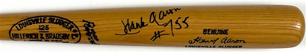 Hank Aaron Signed and Inscribed Baseball Bat - “Hank Aaron 755”