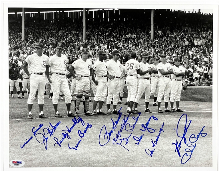 1969 Chicago Cubs “Opening Day Lineup” Signed 11 x 14 Inch Photo with 11 Signatures Including Ernie Banks, Billy Williams, Willie Smith and Ron Santo
