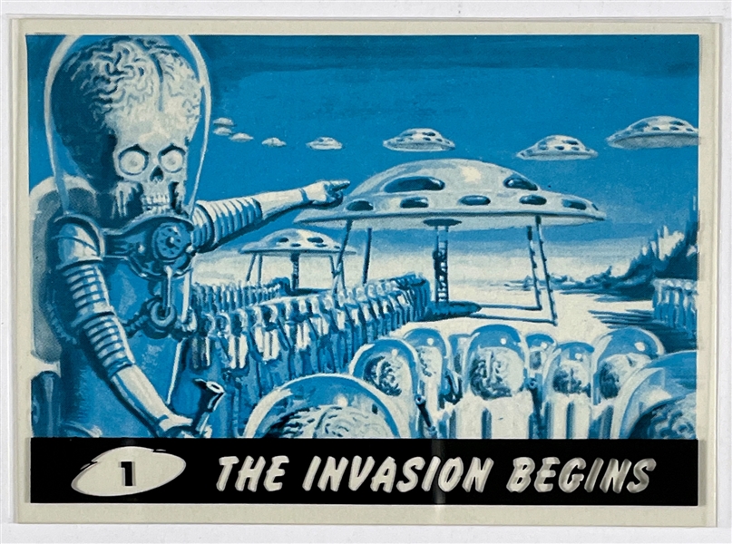 1962 Topps “Mars Attacks” #1 "The Invasion Begins" Production Color Proof with Black and Cyan Plates (2 Pieces)