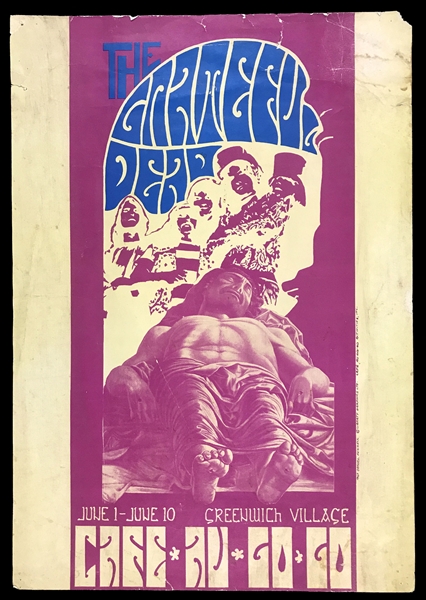1967 Grateful Dead Concert Poster from “Cafe Au Go Go” in Greenwich Village - Incredibly Rare - Daniel Fennell Artwork