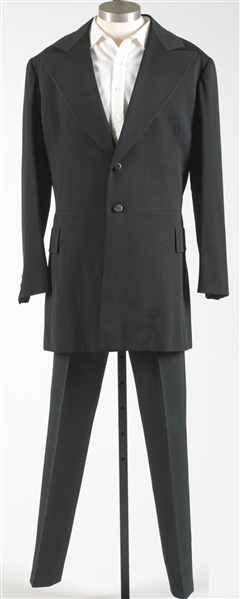 Johnny Cash’s Performance-Worn “Eaves Costume Co.” Black Suit Coat and “Manuel” Pants with White Dress Shirt and Black Leather Boots