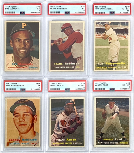 1957 Topps Baseball Complete Set (407) with 10 PSA Graded Incl. Mantle, Yankee Sluggers, Koufax and Others