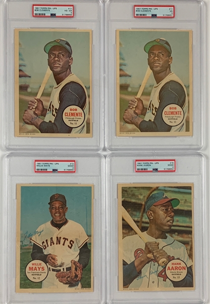 1967 Topps Baseball Pin-Ups Collection (33) with PSA Graded Clemente, Aaron and Mays -  Multiples of Clemente, Mays and Drysdale