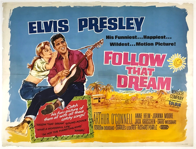 1962 <em>Follow That Dream</em> British Quad Movie Poster - Starring Elvis Presley - A Rarely Seen Example!